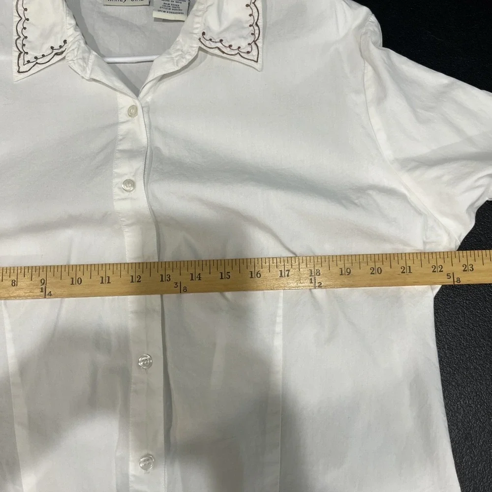 White Stag Womens 100%‎ Cotton Button Down Shirt Embroidered Bell Sleeve XL Boho